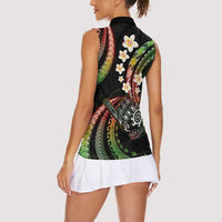 Hawaii Shaka Sign Women Sleeveless Polo Shirt Fantastic Frangipani Reggae