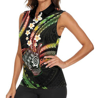Hawaii Shaka Sign Women Sleeveless Polo Shirt Fantastic Frangipani Reggae