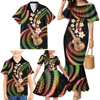 Hawaiian Ukulele Family Matching Mermaid Dress and Hawaiian Shirt Jawaiian Fantastic Plumeria LT01 - Polynesian Pride