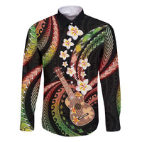 Hawaiian Ukulele Family Matching Short Sleeve Bodycon Dress and Hawaiian Shirt Jawaiian Fantastic Plumeria LT01 Dad's Shirt - Long Sleeve Reggae - Polynesian Pride