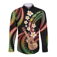 Hawaiian Ukulele Long Sleeve Button Shirt Jawaiian Fantastic Plumeria LT01 Unisex Reggae - Polynesian Pride