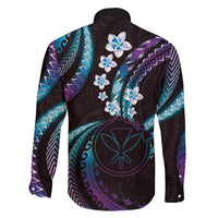 Hawaii Map Kanaka Maoli Family Matching Long Sleeve Bodycon Dress and Hawaiian Shirt Fantastic Frangipani Amethyst Gradient LT01 - Polynesian Pride