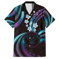 Hawaii Map Kanaka Maoli Family Matching Short Sleeve Bodycon Dress and Hawaiian Shirt Fantastic Frangipani Amethyst Gradient LT01 Dad's Shirt - Short Sleeve Purple - Polynesian Pride
