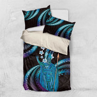 Hawaii King Kamehameha Bedding Set Fantastic Plumeria Amethyst Gradient