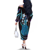 Hawaii King Kamehameha Family Matching Off The Shoulder Long Sleeve Dress and Hawaiian Shirt Fantastic Plumeria Amethyst Gradient LT01 - Polynesian Pride