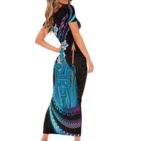 Hawaii King Kamehameha Family Matching Short Sleeve Bodycon Dress and Hawaiian Shirt Fantastic Plumeria Amethyst Gradient LT01 - Polynesian Pride