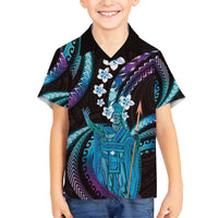 Hawaii King Kamehameha Family Matching Summer Maxi Dress and Hawaiian Shirt Fantastic Plumeria Amethyst Gradient LT01 Son's Shirt Purple - Polynesian Pride