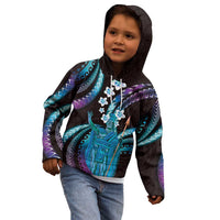 Hawaii King Kamehameha Kid Hoodie Fantastic Plumeria Amethyst Gradient
