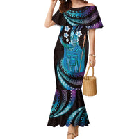 Hawaii King Kamehameha Mermaid Dress Fantastic Plumeria Amethyst Gradient