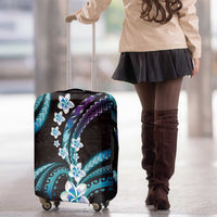 Hawaii Plumeria Luggage Cover Amethyst Gradient Polynesian Pattern