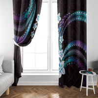 Hawaii Plumeria Window Curtain Amethyst Gradient Polynesian Pattern