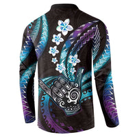 Hawaii Shaka Sign Button Sweatshirt Fantastic Frangipani Amethyst Gradient