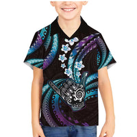 Hawaii Shaka Sign Family Matching Mermaid Dress and Hawaiian Shirt Fantastic Frangipani Amethyst Gradient LT01 Son's Shirt Purple - Polynesian Pride