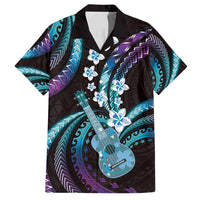 Hawaiian Ukulele Family Matching Tank Maxi Dress and Hawaiian Shirt Amethyst Gradient Fantastic Plumeria LT01 Dad's Shirt - Short Sleeve Purple - Polynesian Pride