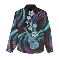 Hawaiian Ukulele Women Casual Shirt Amethyst Gradient Fantastic Plumeria LT01 - Polynesian Pride