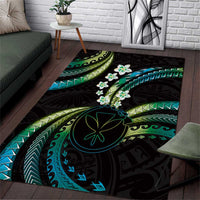 Hawaii Map Kanaka Maoli Area Rug Fantastic Frangipani Chartreuse Cyan LT01 Cyan - Polynesian Pride