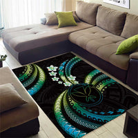 Hawaii Map Kanaka Maoli Area Rug Fantastic Frangipani Chartreuse Cyan LT01 - Polynesian Pride