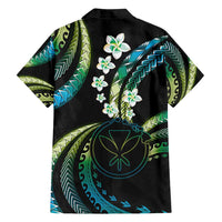Hawaii Map Kanaka Maoli Family Matching Off Shoulder Short Dress and Hawaiian Shirt Fantastic Frangipani Chartreuse Cyan LT01 - Polynesian Pride