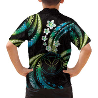 Hawaii Map Kanaka Maoli Family Matching Puletasi and Hawaiian Shirt Fantastic Frangipani Chartreuse Cyan LT01 - Polynesian Pride
