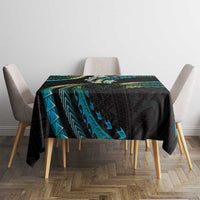 Hawaii Map Kanaka Maoli Tablecloth Fantastic Frangipani Chartreuse Cyan