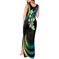 Hawaii Map Kanaka Maoli Tank Maxi Dress Fantastic Frangipani Chartreuse Cyan