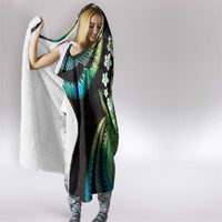 Hawaii King Kamehameha Hooded Blanket Fantastic Plumeria Chartreuse Cyan