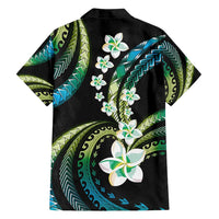 Hawaii Plumeria Family Matching Tank Maxi Dress and Hawaiian Shirt Chartreuse Cyan Polynesian Pattern LT01 - Polynesian Pride