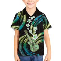 Hawaiian Ukulele Hawaiian Shirt Chartreuse Cyan Fantastic Plumeria