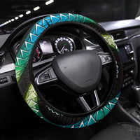 Hawaiian Ukulele Steering Wheel Cover Chartreuse Cyan Fantastic Plumeria