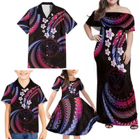 Hawaii Map Kanaka Maoli Family Matching Off Shoulder Maxi Dress and Hawaiian Shirt Fantastic Frangipani Sweet Dream LT01 - Polynesian Pride