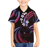 Hawaii Map Kanaka Maoli Family Matching Off Shoulder Short Dress and Hawaiian Shirt Fantastic Frangipani Sweet Dream LT01 Son's Shirt Pink - Polynesian Pride