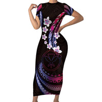 Hawaii Map Kanaka Maoli Family Matching Short Sleeve Bodycon Dress and Hawaiian Shirt Fantastic Frangipani Sweet Dream LT01 Mom's Dress Pink - Polynesian Pride
