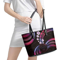 Hawaii Map Kanaka Maoli Leather Tote Bag Fantastic Frangipani Sweet Dream