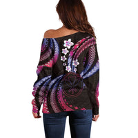 Hawaii Map Kanaka Maoli Off Shoulder Sweater Fantastic Frangipani Sweet Dream LT01 - Polynesian Pride
