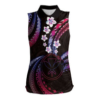 Hawaii Map Kanaka Maoli Women Sleeveless Polo Shirt Fantastic Frangipani Sweet Dream LT01 Female Pink - Polynesian Pride
