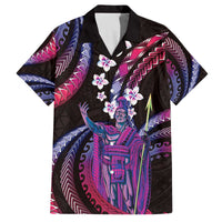 Hawaii King Kamehameha Family Matching Off The Shoulder Long Sleeve Dress and Hawaiian Shirt Fantastic Plumeria Sweet Vibes LT01 Dad's Shirt - Short Sleeve Pink - Polynesian Pride