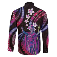 Hawaii King Kamehameha Family Matching Off The Shoulder Long Sleeve Dress and Hawaiian Shirt Fantastic Plumeria Sweet Vibes LT01 - Polynesian Pride