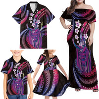 Hawaii King Kamehameha Family Matching Off Shoulder Maxi Dress and Hawaiian Shirt Fantastic Plumeria Sweet Vibes LT01 - Polynesian Pride