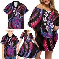 Hawaii King Kamehameha Family Matching Off Shoulder Short Dress and Hawaiian Shirt Fantastic Plumeria Sweet Vibes LT01 - Polynesian Pride