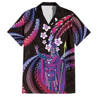 Hawaii King Kamehameha Family Matching Off Shoulder Short Dress and Hawaiian Shirt Fantastic Plumeria Sweet Vibes LT01 Dad's Shirt - Short Sleeve Pink - Polynesian Pride