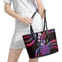 Hawaii King Kamehameha Leather Tote Bag Fantastic Plumeria Sweet Vibes