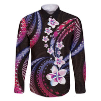 Hawaii Plumeria Family Matching Off Shoulder Short Dress and Hawaiian Shirt Sweet Gradient Polynesian Pattern