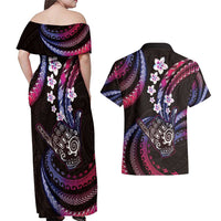 Hawaii Shaka Sign Couples Matching Off Shoulder Maxi Dress and Hawaiian Shirt Fantastic Frangipani Sweet Vibes LT01 - Polynesian Pride