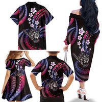 Hawaii Shaka Sign Family Matching Off The Shoulder Long Sleeve Dress and Hawaiian Shirt Fantastic Frangipani Sweet Vibes LT01 - Polynesian Pride