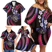 Hawaii Shaka Sign Family Matching Off Shoulder Short Dress and Hawaiian Shirt Fantastic Frangipani Sweet Vibes LT01 - Polynesian Pride