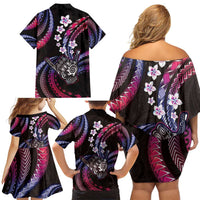 Hawaii Shaka Sign Family Matching Off Shoulder Short Dress and Hawaiian Shirt Fantastic Frangipani Sweet Vibes LT01 - Polynesian Pride