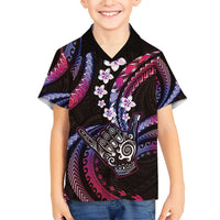 Hawaii Shaka Sign Family Matching Short Sleeve Bodycon Dress and Hawaiian Shirt Fantastic Frangipani Sweet Vibes LT01 Son's Shirt Pink - Polynesian Pride
