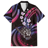 Hawaii Shaka Sign Family Matching Tank Maxi Dress and Hawaiian Shirt Fantastic Frangipani Sweet Vibes LT01 Dad's Shirt - Short Sleeve Pink - Polynesian Pride