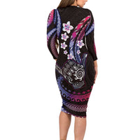 Hawaii Shaka Sign Long Sleeve Bodycon Dress Fantastic Frangipani Sweet Vibes