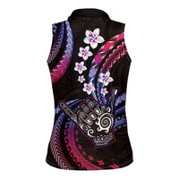 Hawaii Shaka Sign Women Sleeveless Polo Shirt Fantastic Frangipani Sweet Vibes LT01 - Polynesian Pride